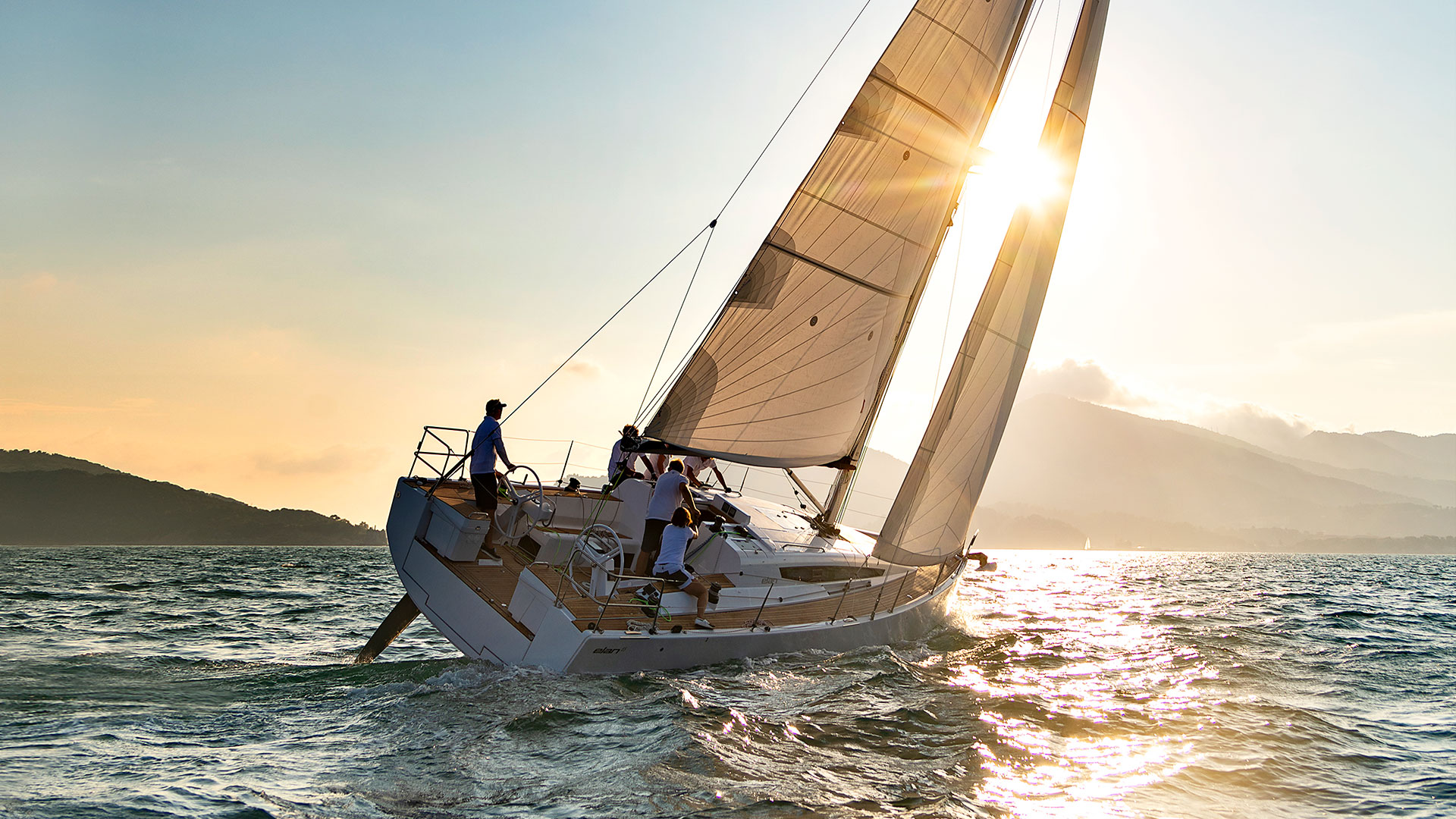 elan-yachts-e5-performance-cruiser-sunset-sailing