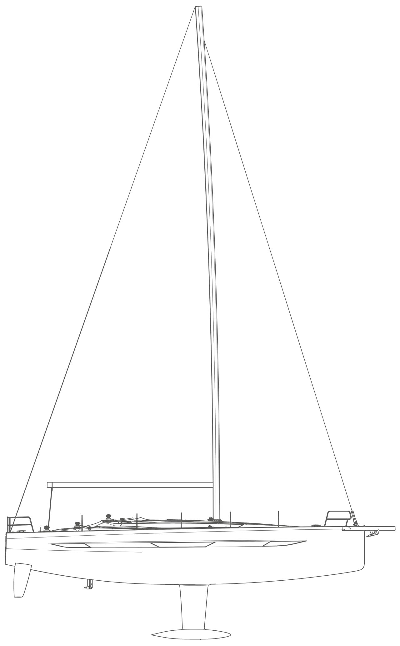 Elan E6 sailing yacht technical side-view drawing