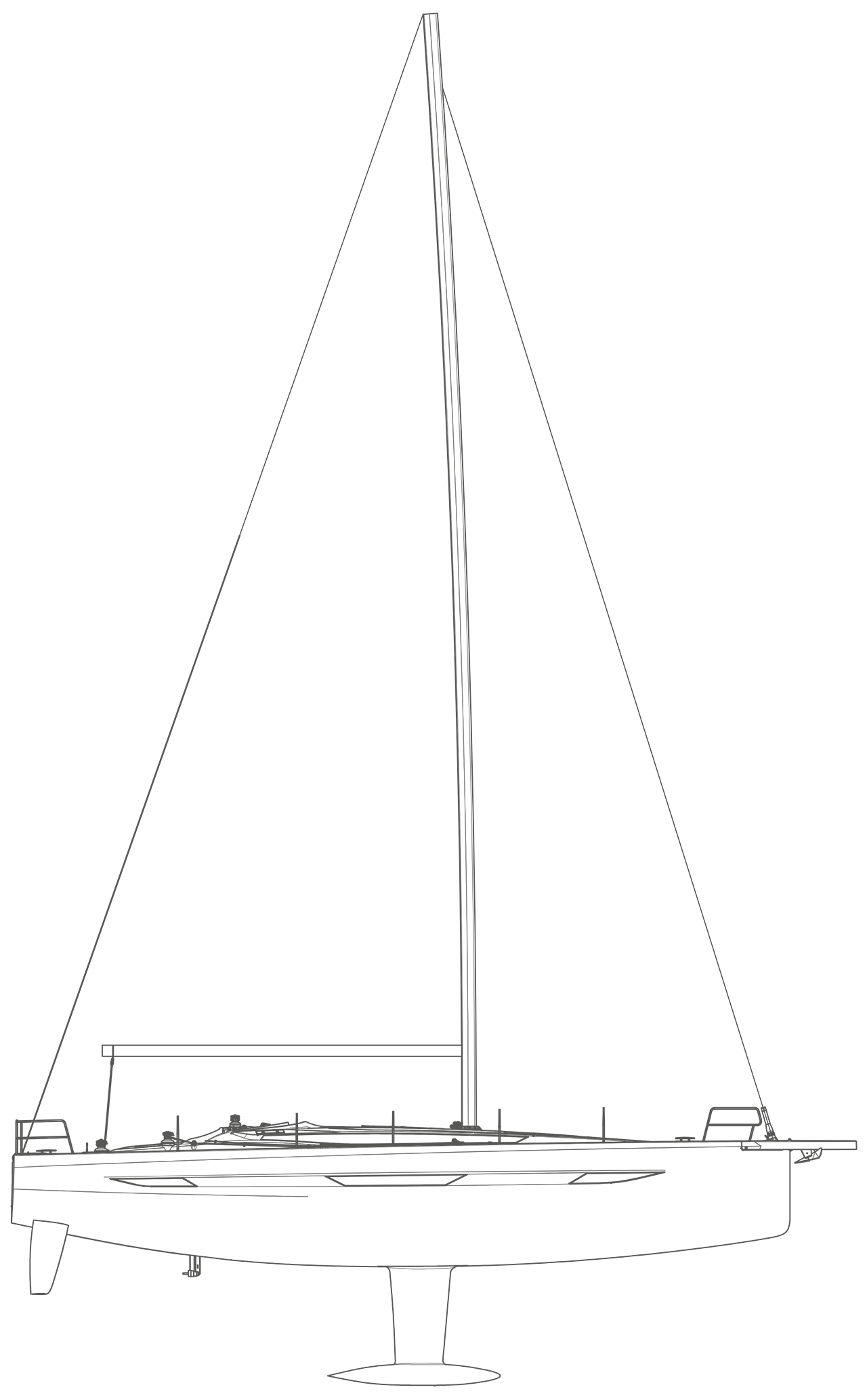 Elan E6 sideview Elan E6 sailing yacht technical side-view drawing