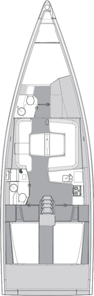 Elan E6 yacht schematic view of cabins