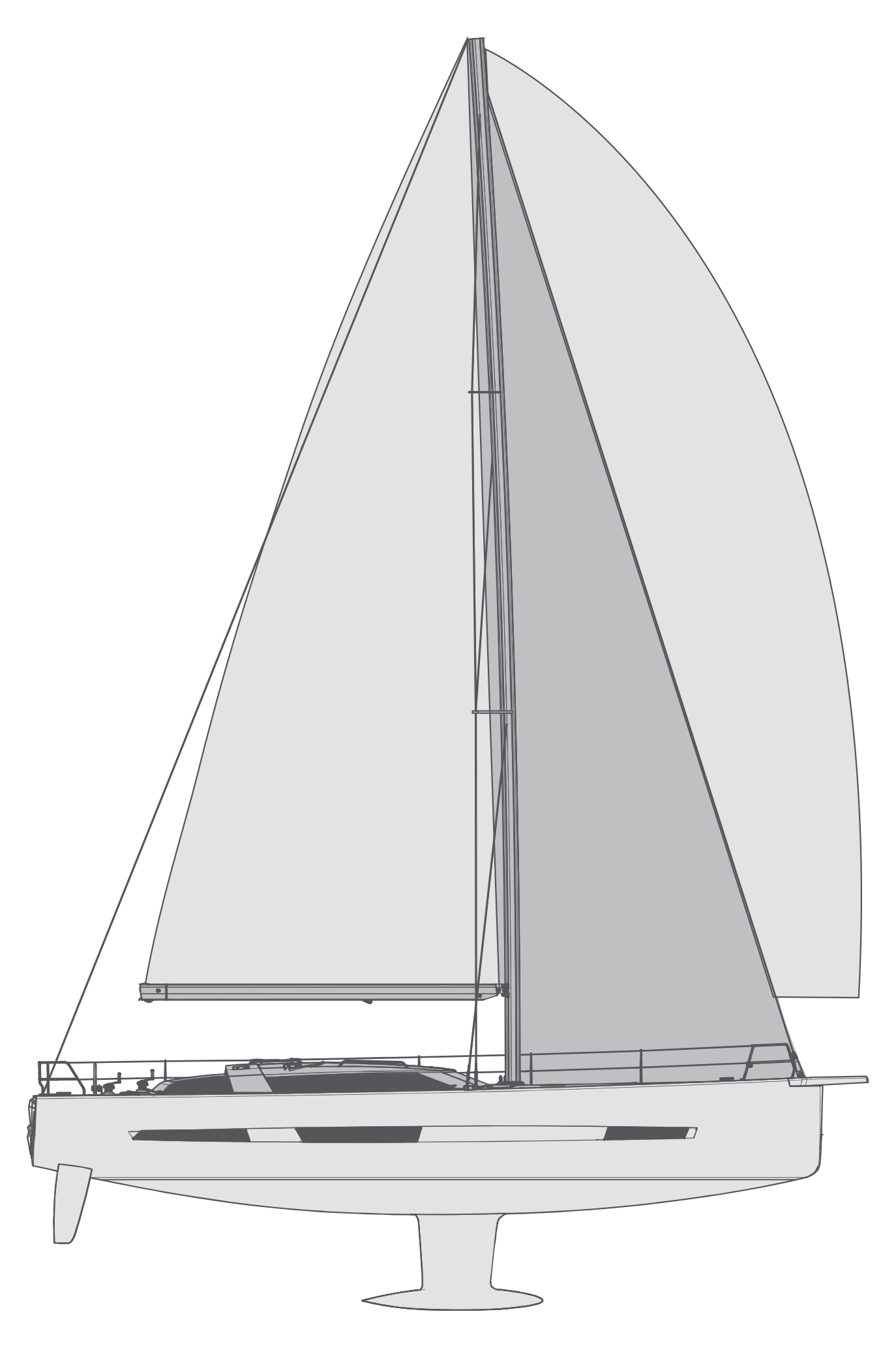 Elan Yachts Elan GT6 technical side view and sail plan