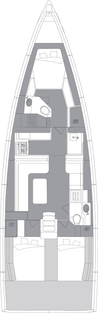 Elan Yachts GT6 Layout option three cabins two heads