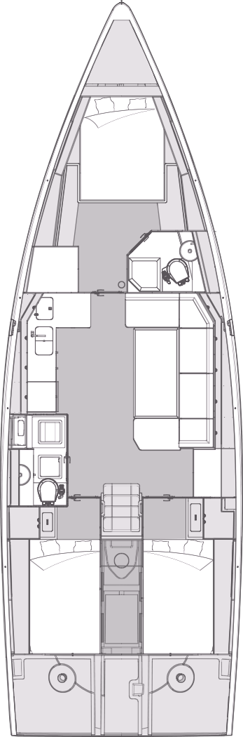 elan-impression-43-family-cruiser-standard layout with three cabins